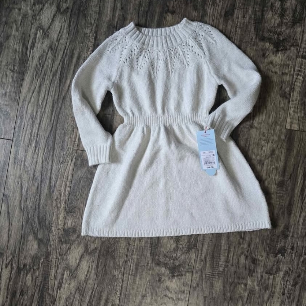 NWT Cat & Jack Girls White Sweater Dress